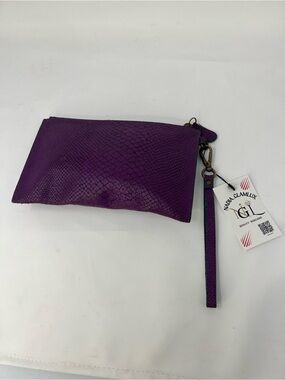 Liebeskind Berlin Purple Leather Clutch Wristlet with Zipper Closure